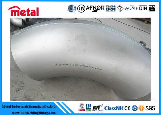 ASME B16 9 nickellent degrés des garnitures de tuyau d'alliage 90 NO8020 écartent l'alliage d'un coup de coude 20 de la LR