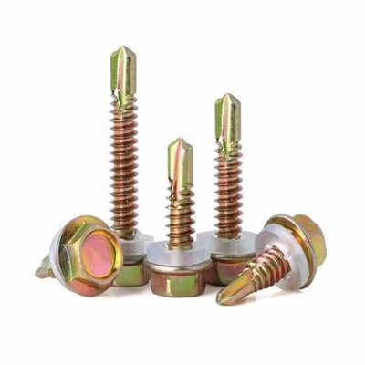 Le perçage galvanisé d'individu de sortilège jaune visse avec le cachetage rond