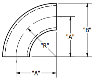 Dimensions soudées bout à bout de coude